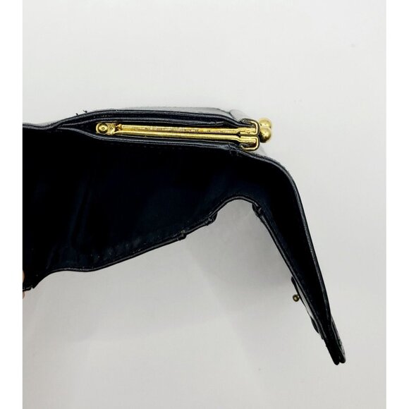 Liz Claiborne Wallet Black Women's Small Fold Out Faux Leather Kiss Lock - Picture 4 of 10